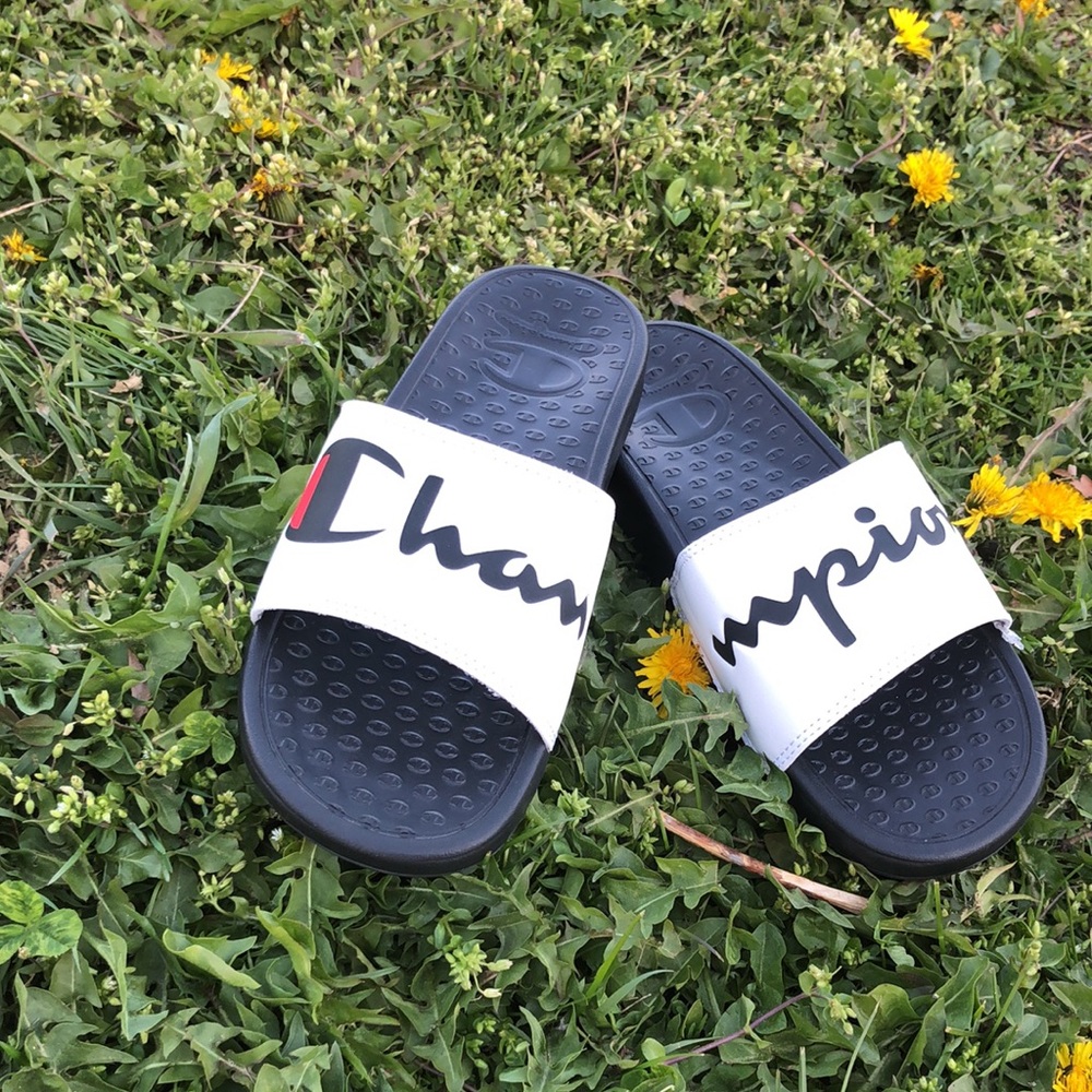 White Champion sandals!🔥